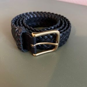 Brooks Brothers Black Braided Belt Brass Buckle